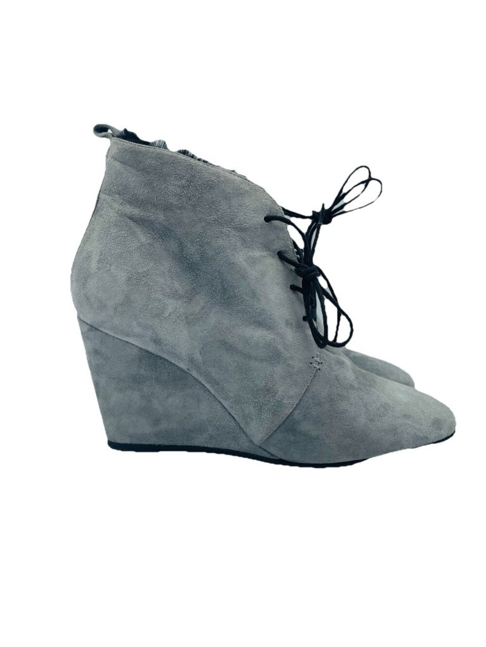 Ukies Shoes Womens 8.5 Gray Suede Lace Up High Wedge Heel Ankle Booties